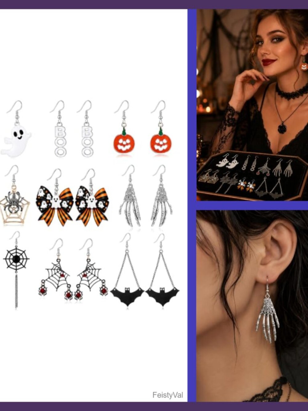 Halloween Dangle Earrings Set for Women 9 Pairs Goth Jewelry Gift
